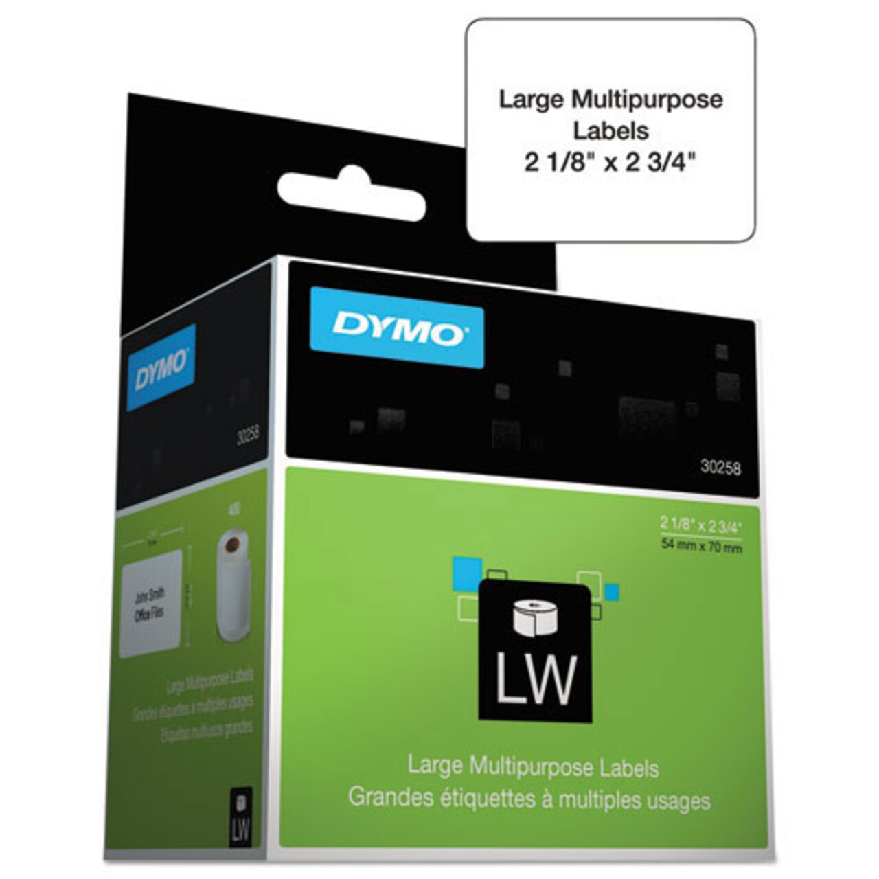 Dymo LabelWriter Multipurpose Labels, 1" x 1", White, 750 Labels/Roll